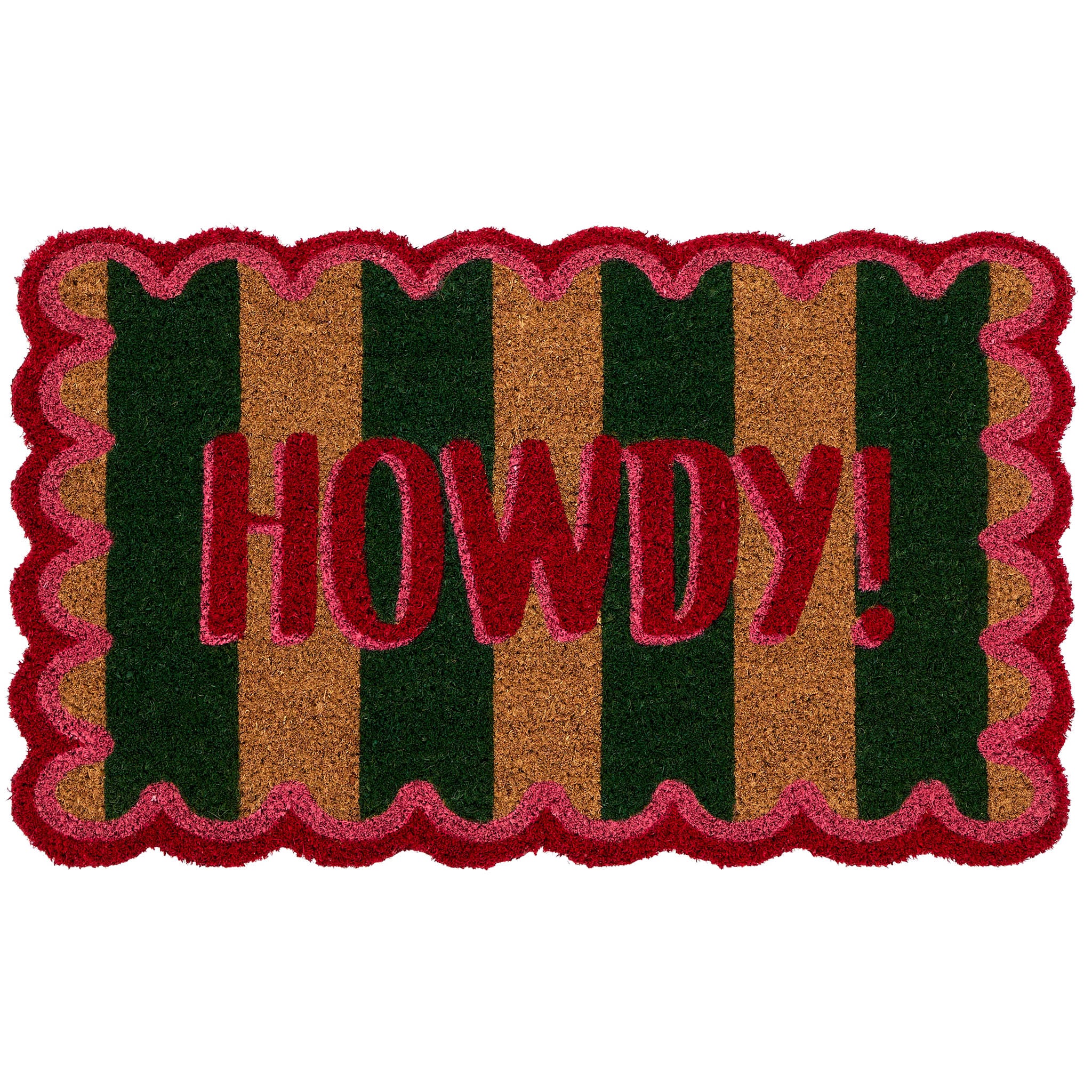 Howdy Stripe Coir Doormat- made from 100% coconut husk fibres with an eco-friendly backing.