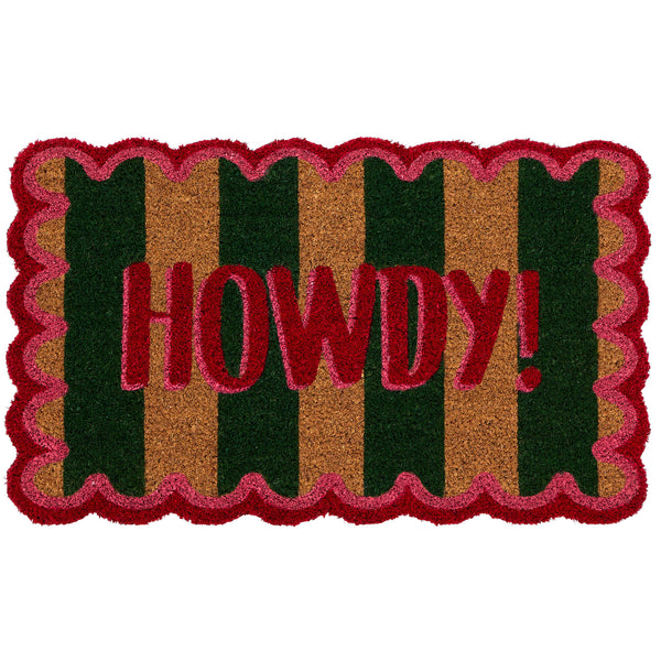 Howdy Stripe Coir Doormat- made from 100% coconut husk fibres with an eco-friendly backing.
