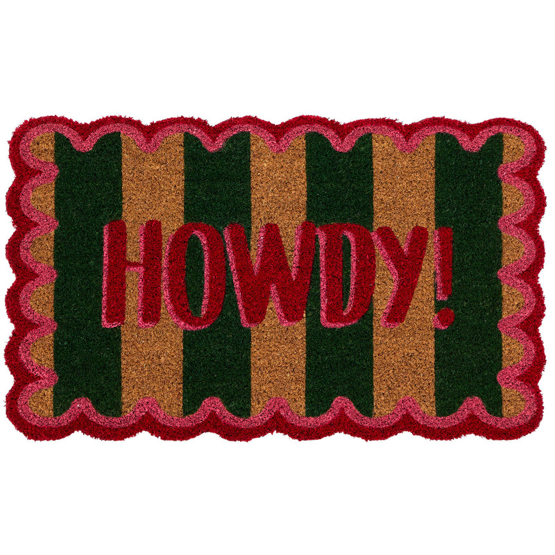 Howdy Stripe Coir Doormat- made from 100% coconut husk fibres with an eco-friendly backing.