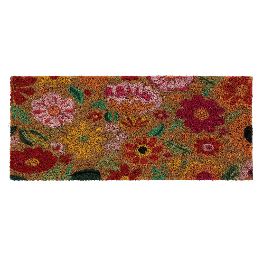 Coir Insert Bright Blooms Doormat- made from 100% coconut husk fibres with a eco-friendly latex backing. 