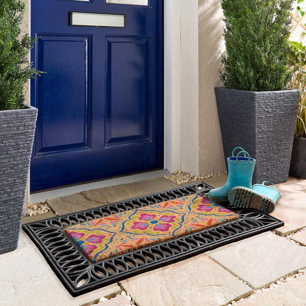 Coir Insert Bright Tile Mat Doormat