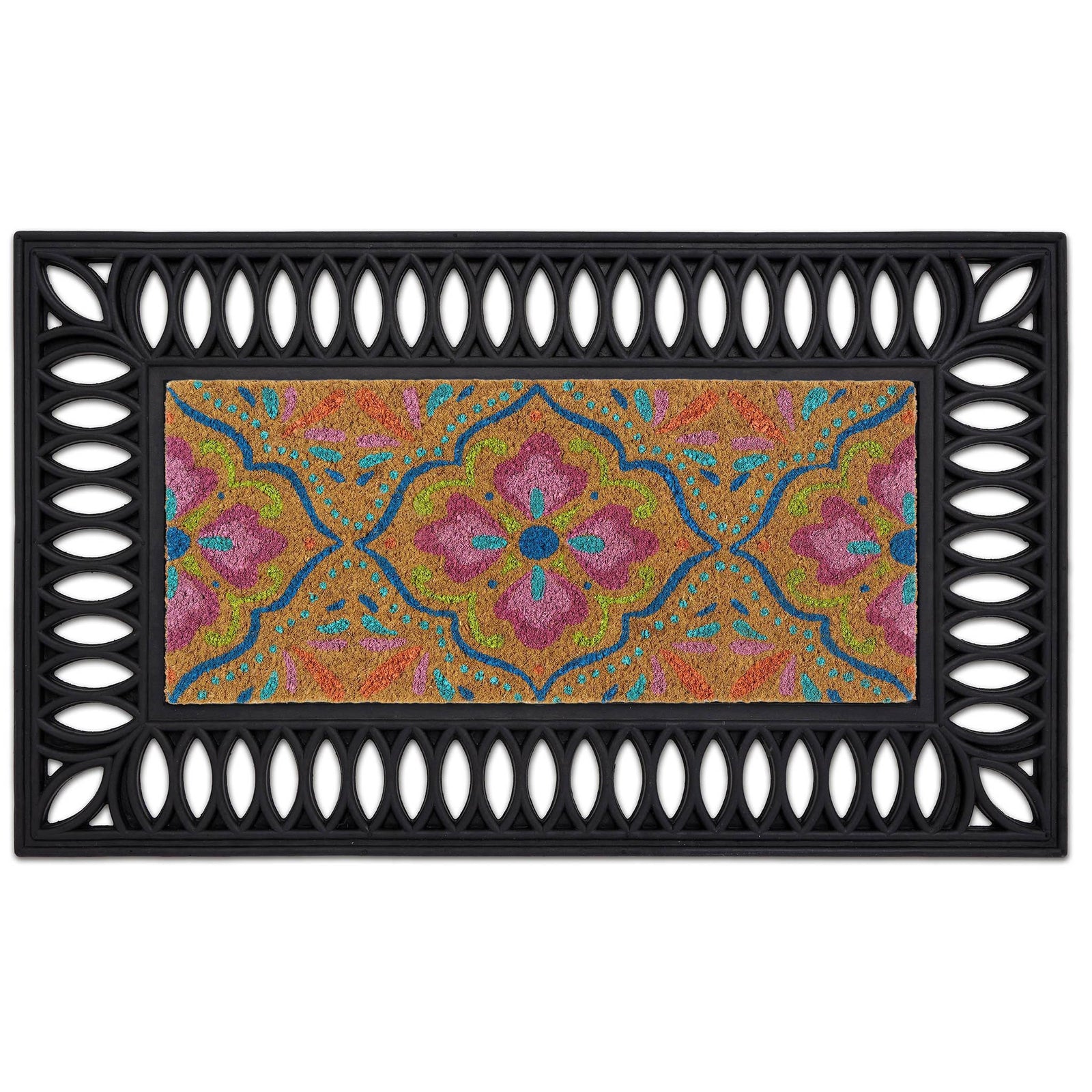 Coir Insert Bright Tile Mat Doormat