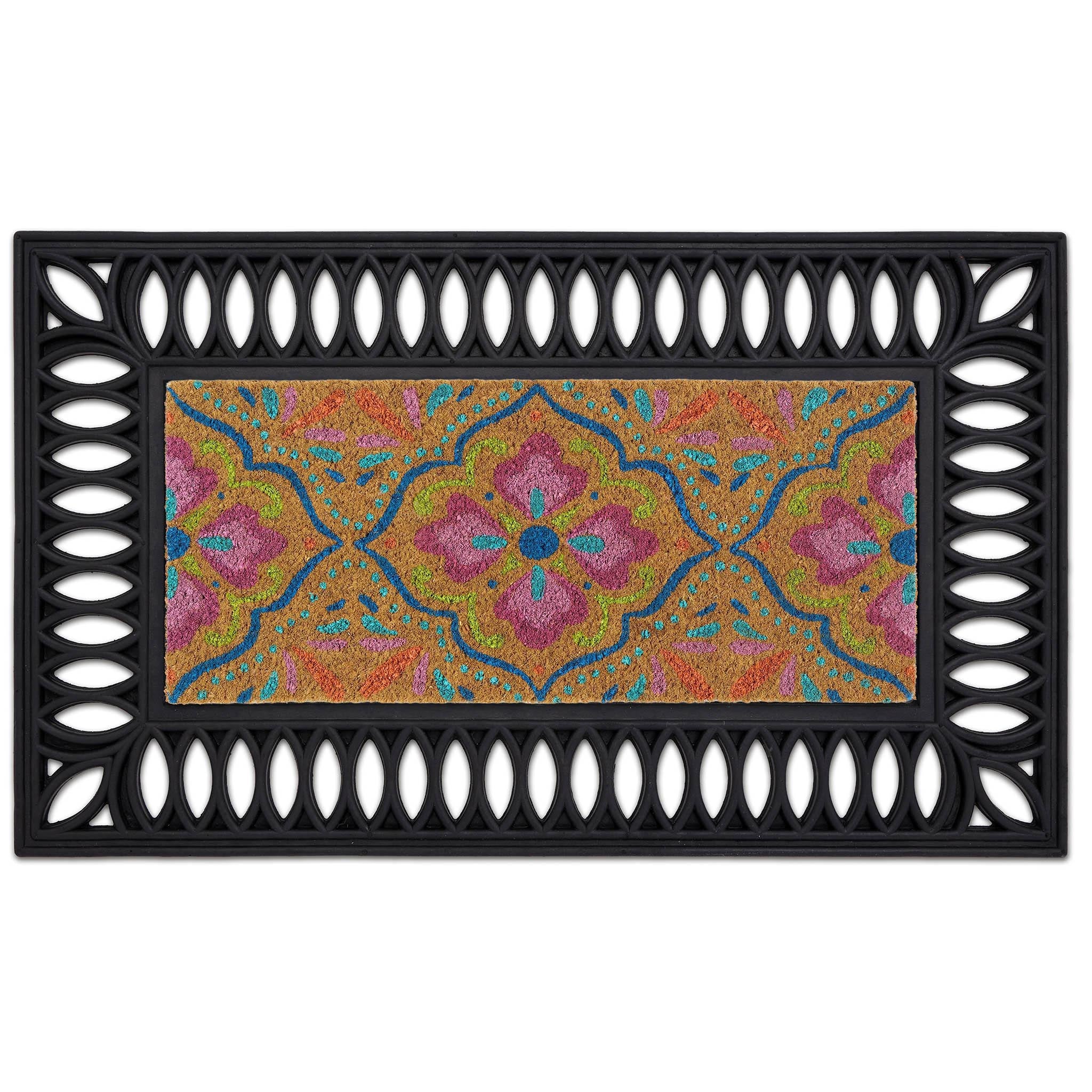 Coir Insert Bright Tile Mat Doormat