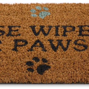 Coir Insert Please Wipe Your Paws Doormat- made from 100% coconut husk fibres with a latex backing. 