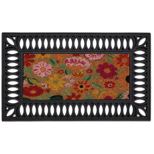Coir Insert Bright Blooms Doormat- made from 100% coconut husk fibres with a eco-friendly latex backing. 