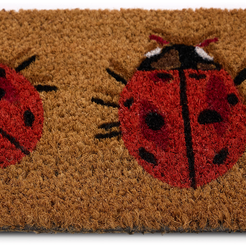 Coir Insert LadyBird Doormat- made from 100% coconut husk fibres with an eco-friendly backing.