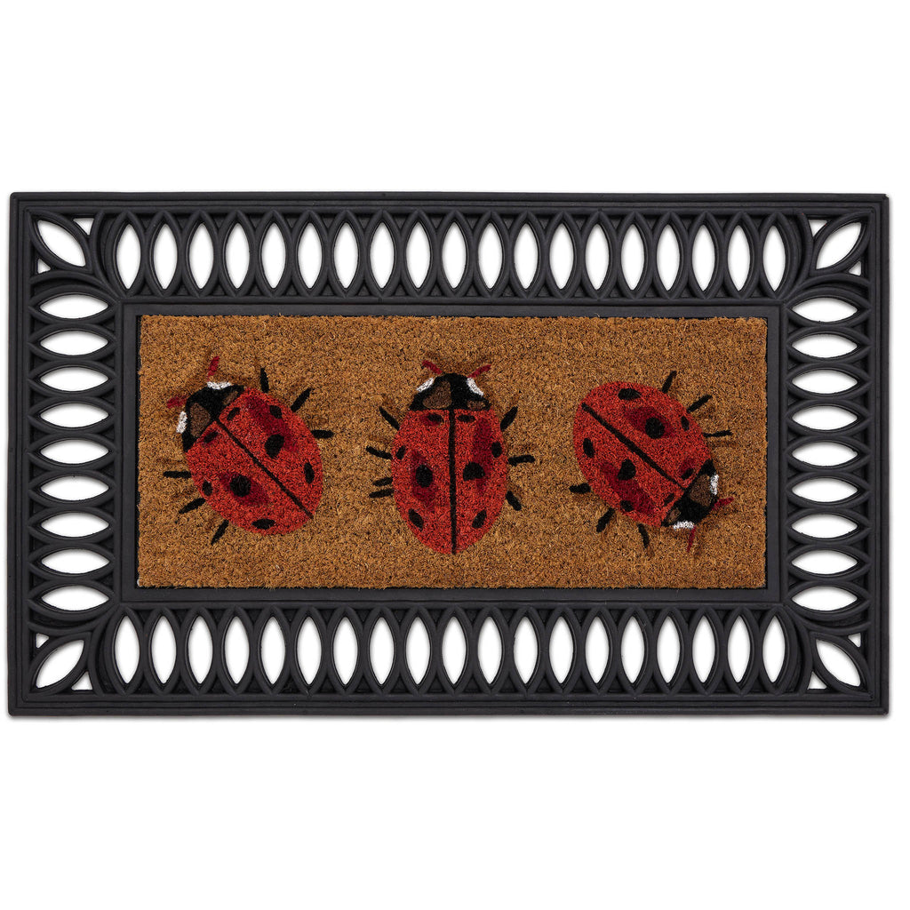 Coir Insert LadyBird Doormat- made from 100% coconut husk fibres with an eco-friendly backing.
