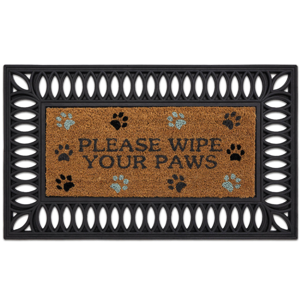 Coir Insert Please Wipe Your Paws Doormat- made from 100% coconut husk fibres with a latex backing. 