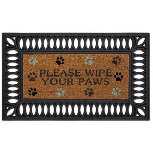 Coir Insert Please Wipe Your Paws Doormat- made from 100% coconut husk fibres with a latex backing. 
