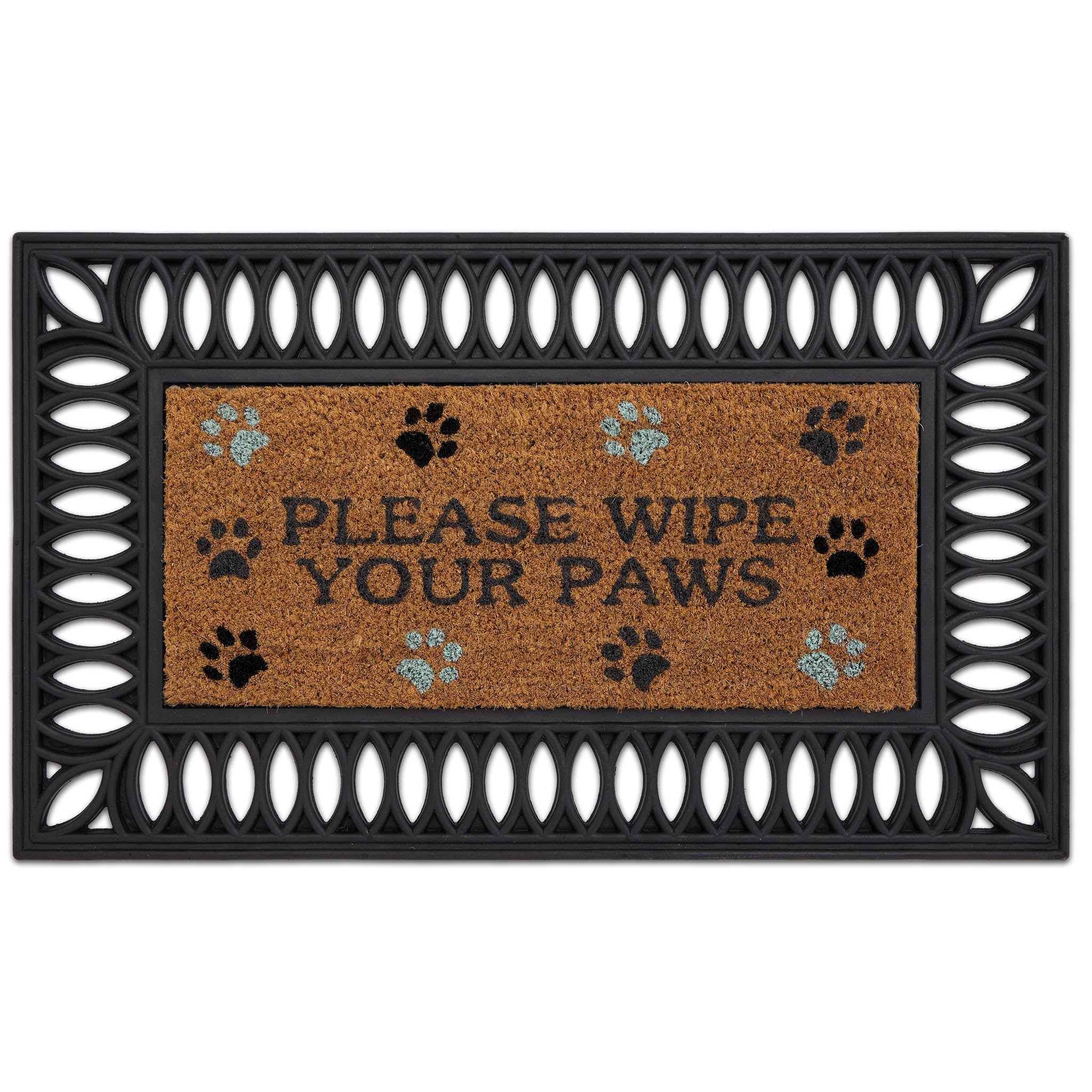 Coir Insert Please Wipe Your Paws Doormat- made from 100% coconut husk fibres with a latex backing. 