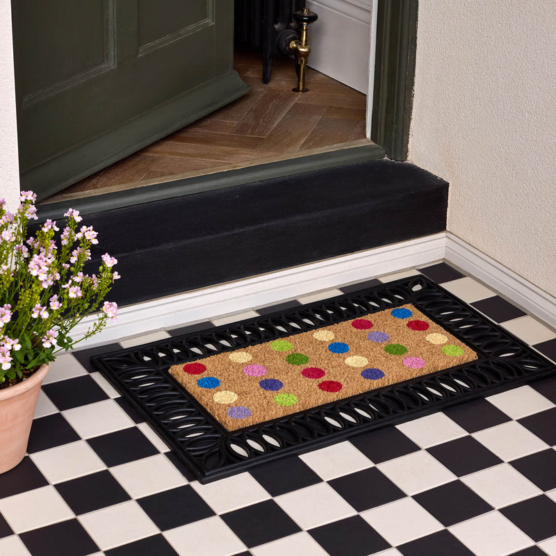 Coir Insert Spots Doormat — made from 100% coconut fibres with an eco-friendly latex backing.
