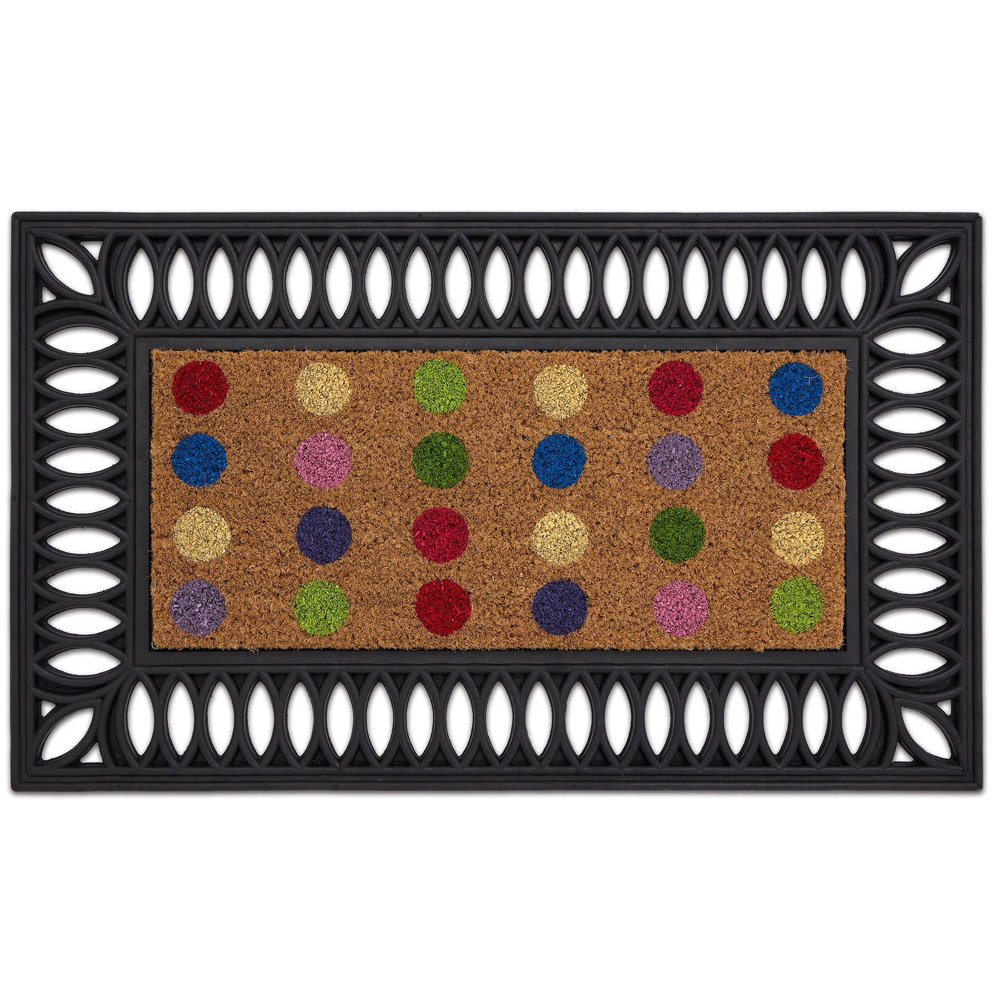 Coir Insert Spots Doormat — made from 100% coconut fibres with an eco-friendly latex backing.