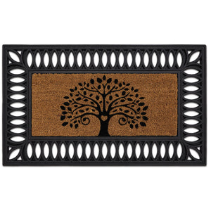Coir Insert Tree Of Life Doormat- made from 100% natural coconut husk fibres featuring a graphic tree. 