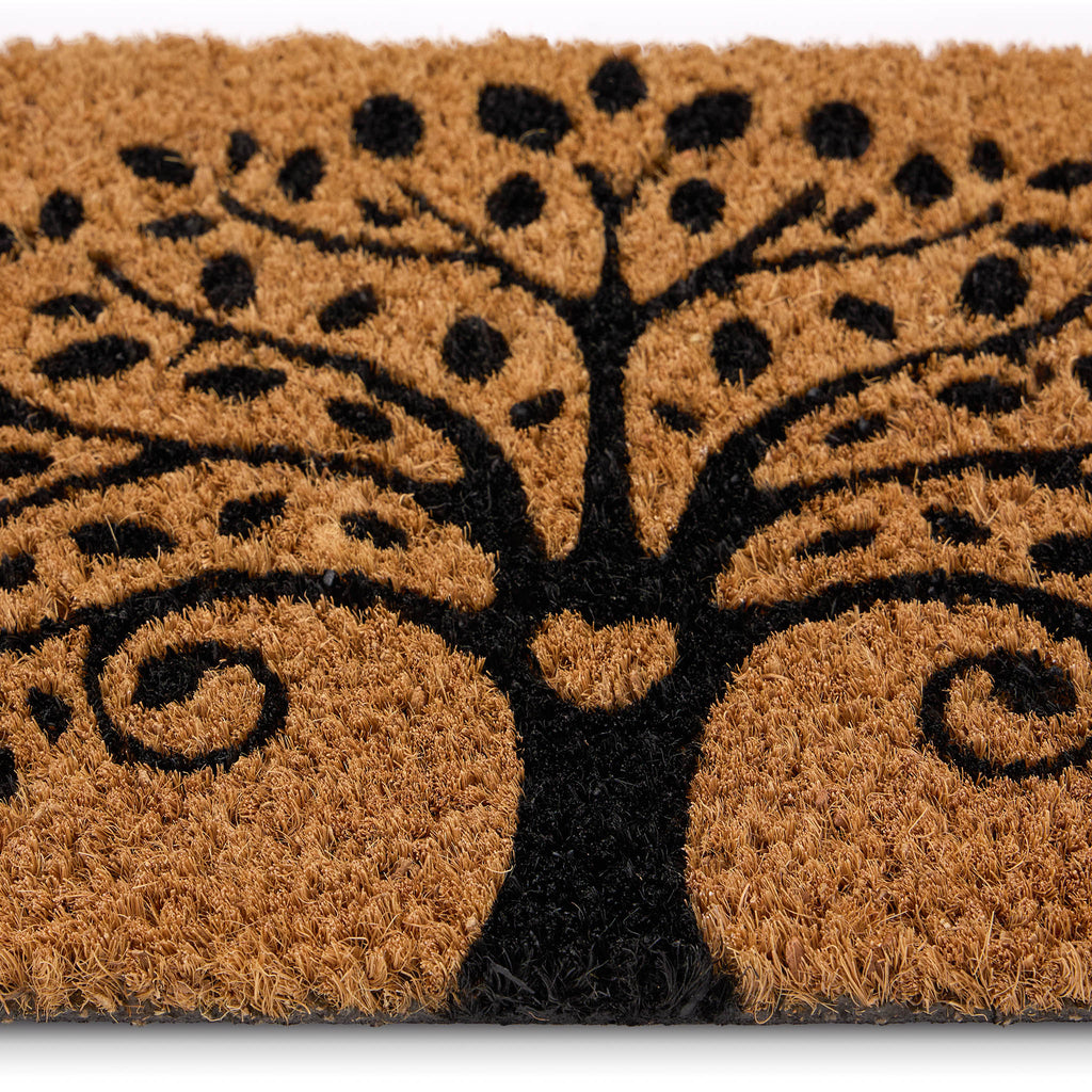 Coir Insert Tree Of Life Doormat- made from 100% natural coconut husk fibres featuring a graphic tree. 