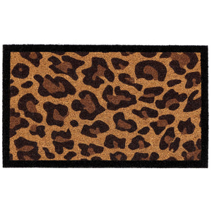 Leopard Border Coir Doormat- made from 100% coconut husk fibres with an eco-friendly backing.