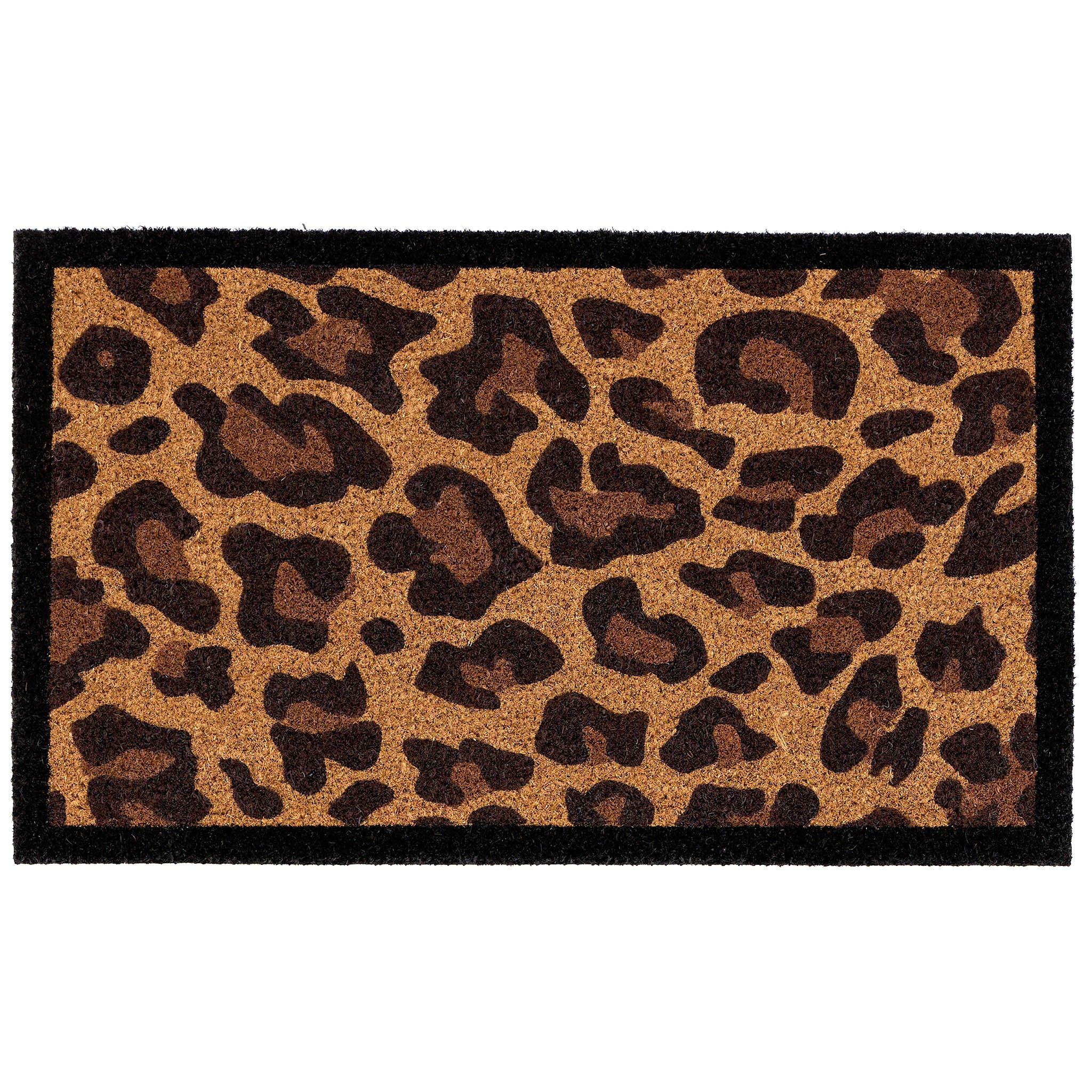 Leopard Border Coir Doormat- made from 100% coconut husk fibres with an eco-friendly backing.