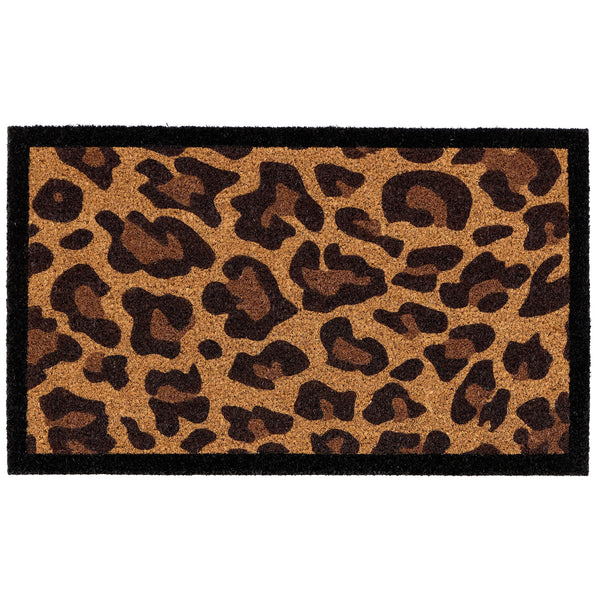 Leopard Border Coir Doormat- made from 100% coconut husk fibres with an eco-friendly backing.