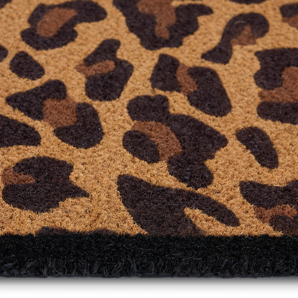 Leopard Border Coir Doormat- made from 100% coconut husk fibres with an eco-friendly backing.