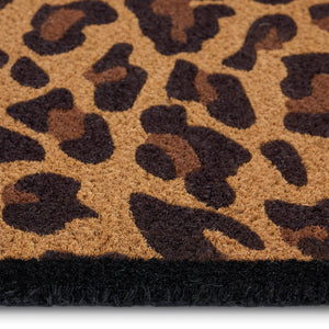 Leopard Border Coir Doormat- made from 100% coconut husk fibres with an eco-friendly backing.