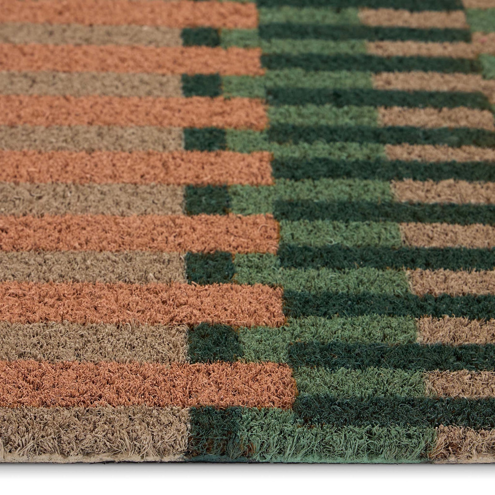 Pastel Broken Coir Stripe Doormat- made from natural coconut fibres featuring a broken stripe pattern.