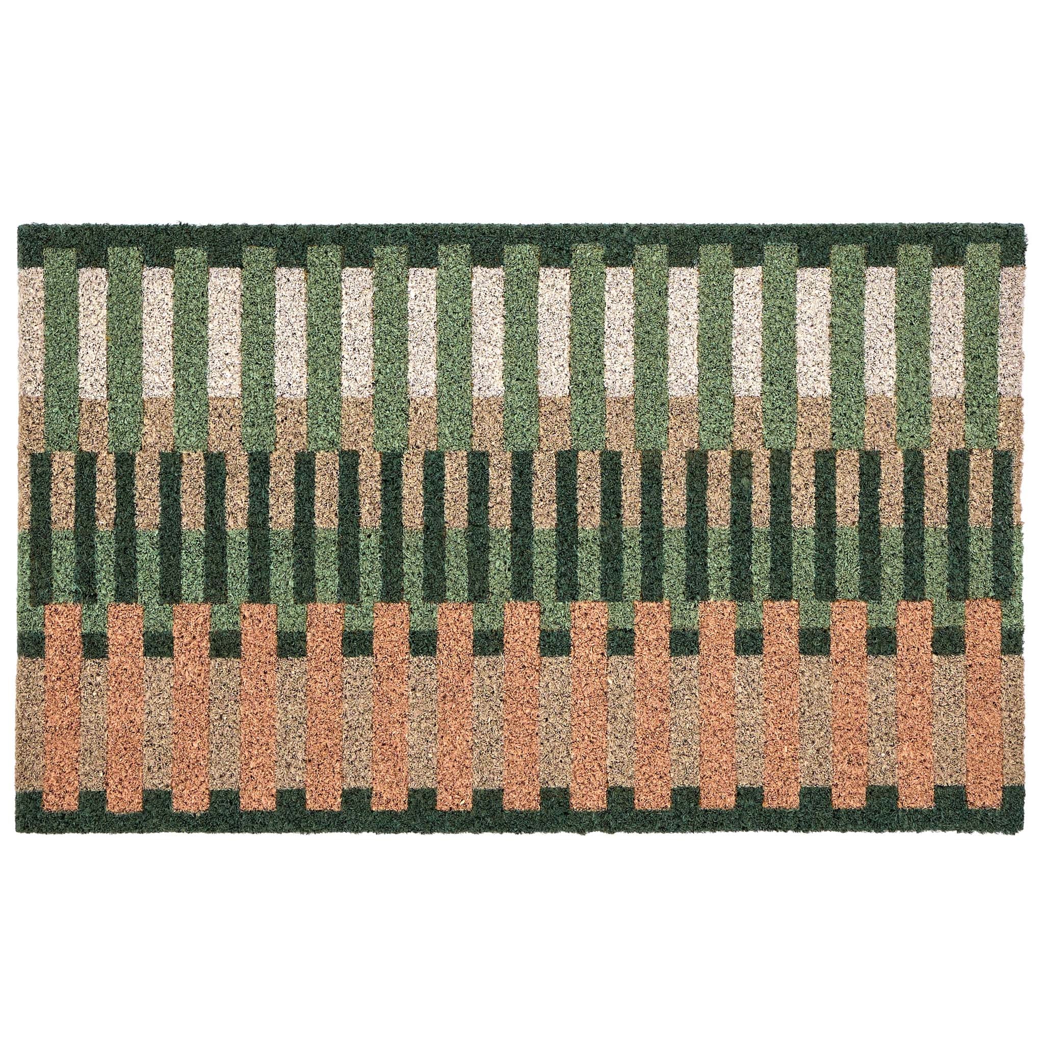 Pastel Broken Coir Stripe Doormat- made from natural coconut fibres featuring a broken stripe pattern.