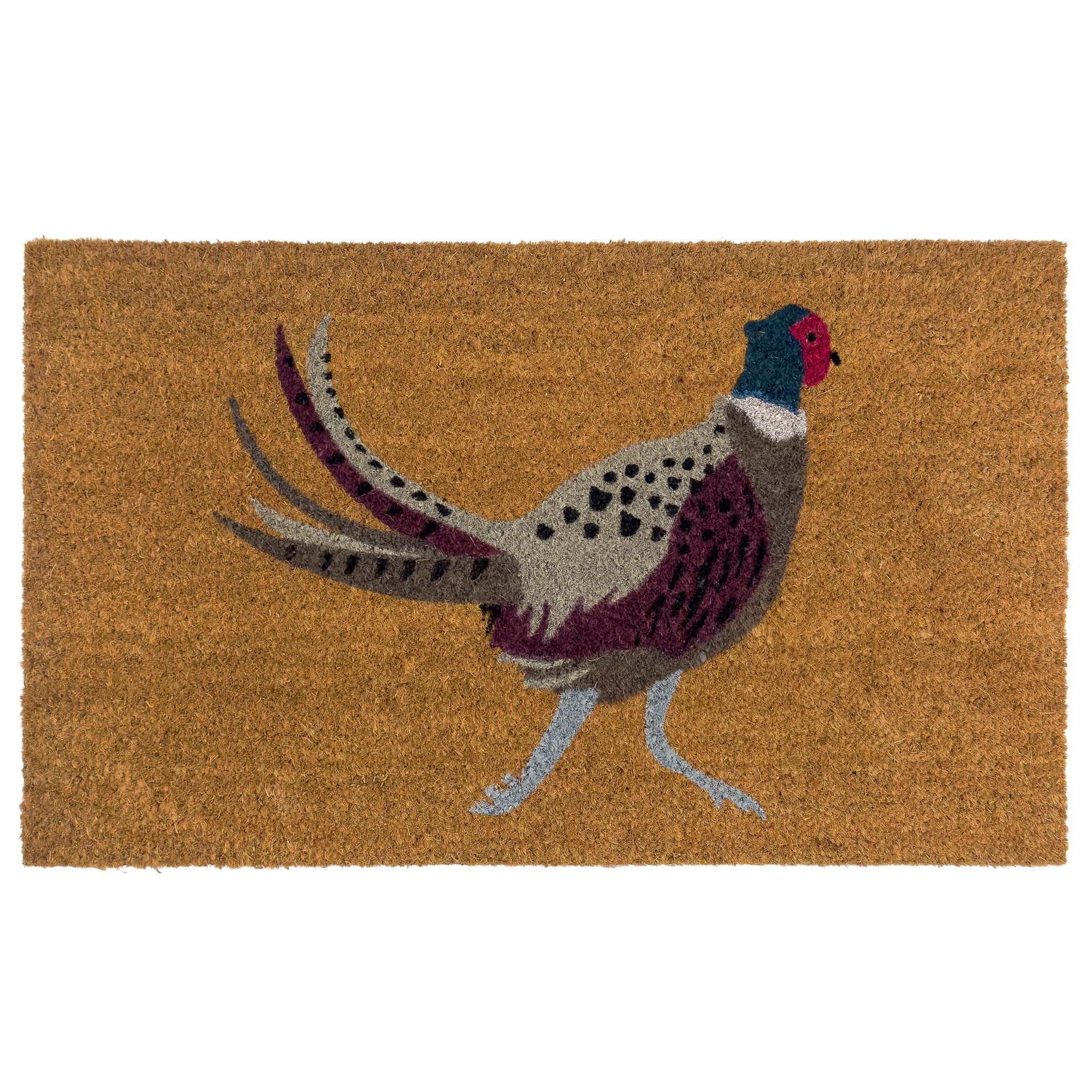 Pheasant Coir Doormat - a 100% recycled material coir doormat featuring a pheasant.