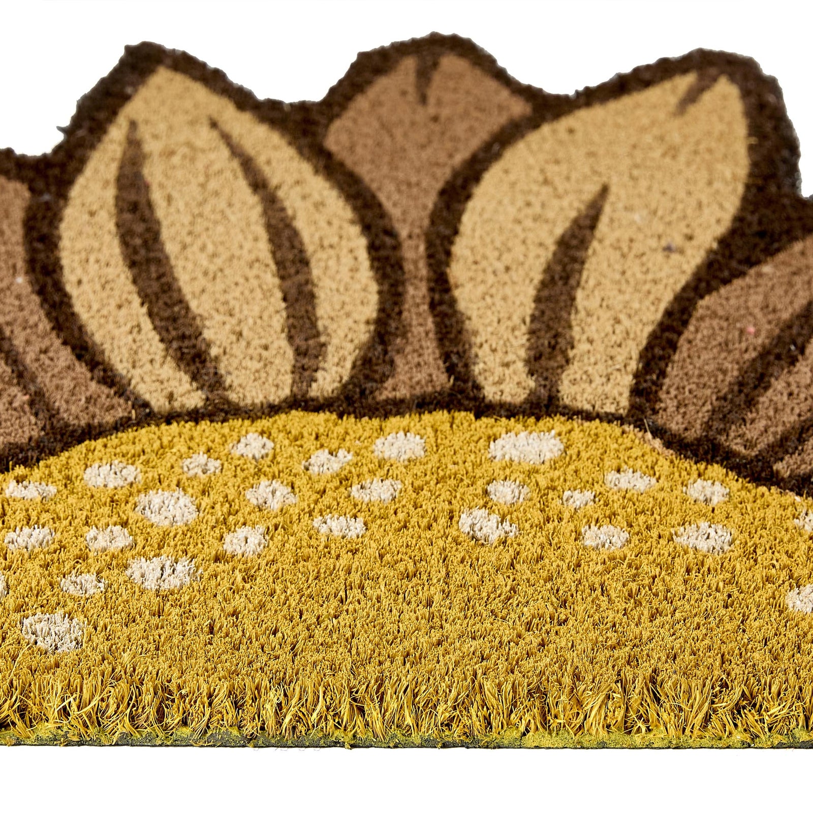 Sunflower Coir Doormat made from natural coconut husk fibres, featuring a sunflower cut out design.