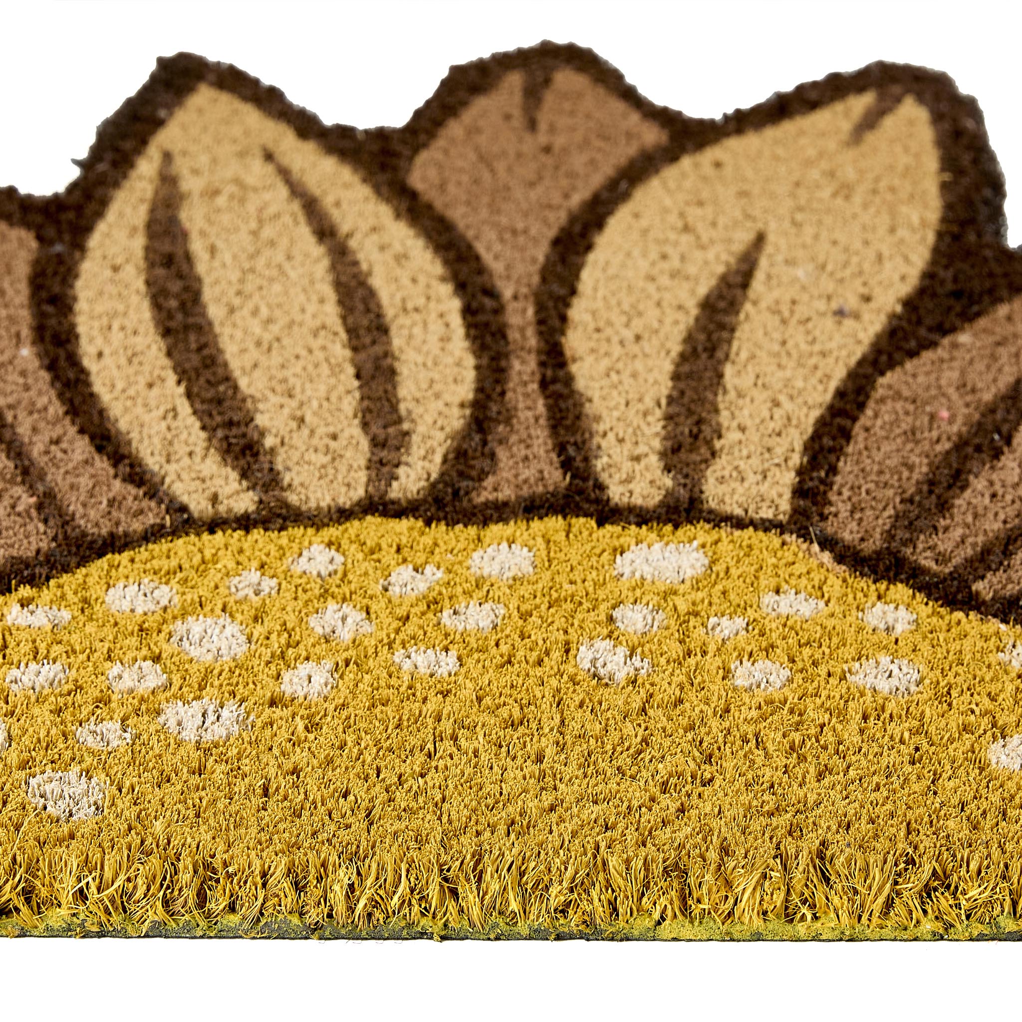 Sunflower Coir Doormat made from natural coconut husk fibres, featuring a sunflower cut out design.