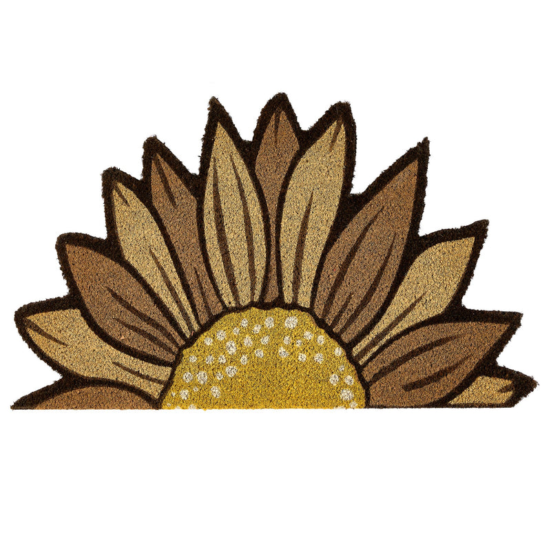 Sunflower Coir Doormat made from natural coconut husk fibres, featuring a sunflower cut out design.