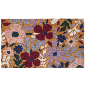 Wildflower Meadow Coir Doormat- made from 100% natural coconut husk fibres featuring oversized blooms.