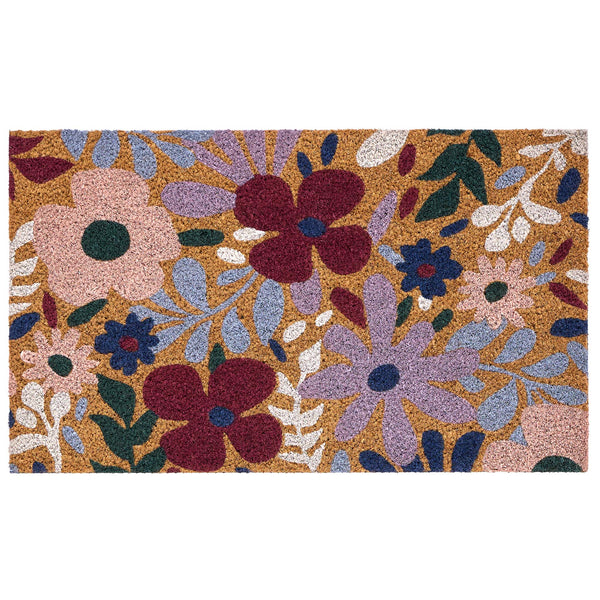Wildflower Meadow Coir Doormat- made from 100% natural coconut husk fibres featuring oversized blooms.