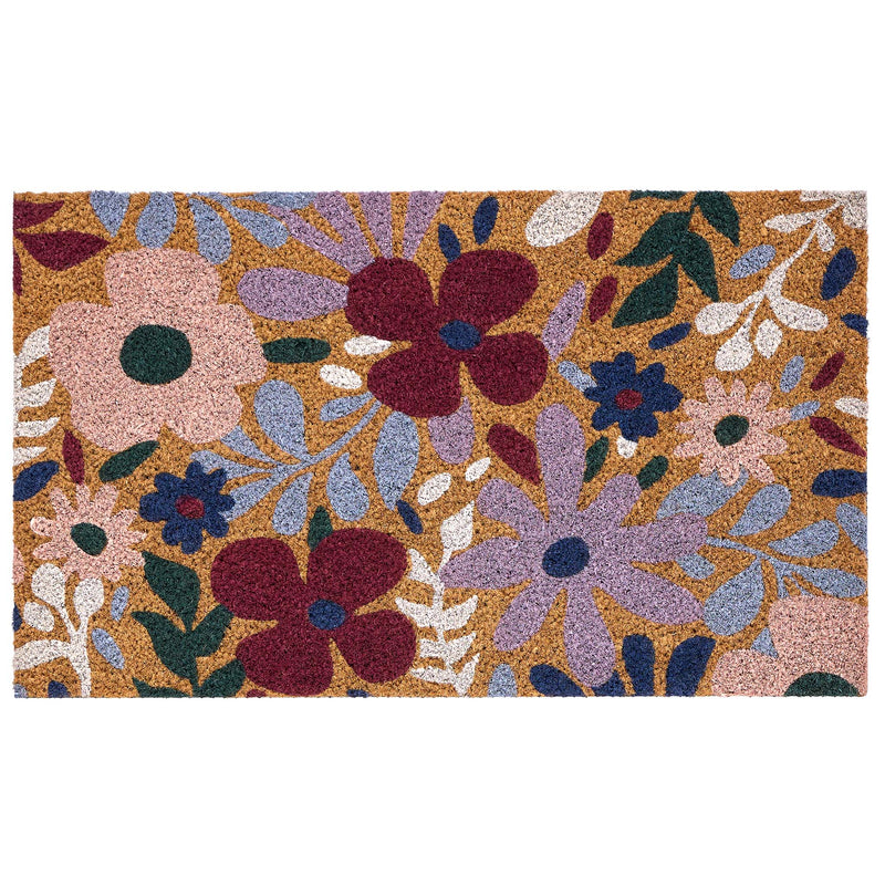 Wildflower Meadow Coir Doormat- made from 100% natural coconut husk fibres featuring oversized blooms.