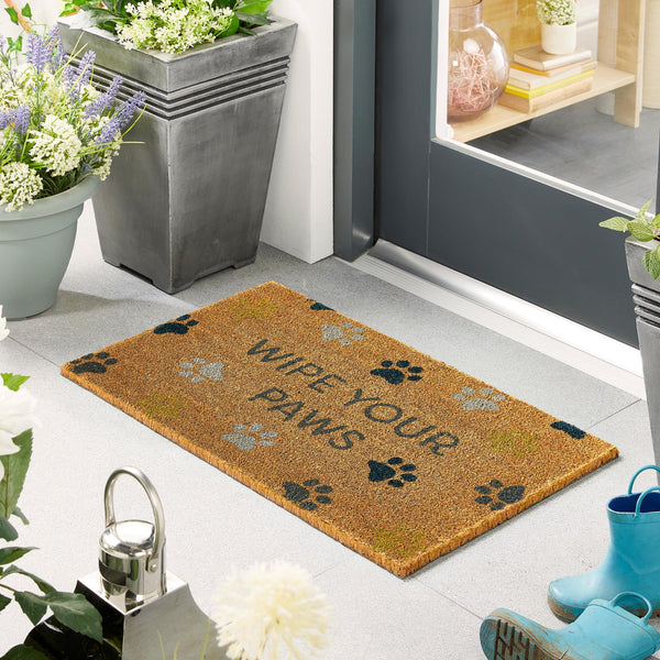 Printed Coir Wipe Your Paws Doormat