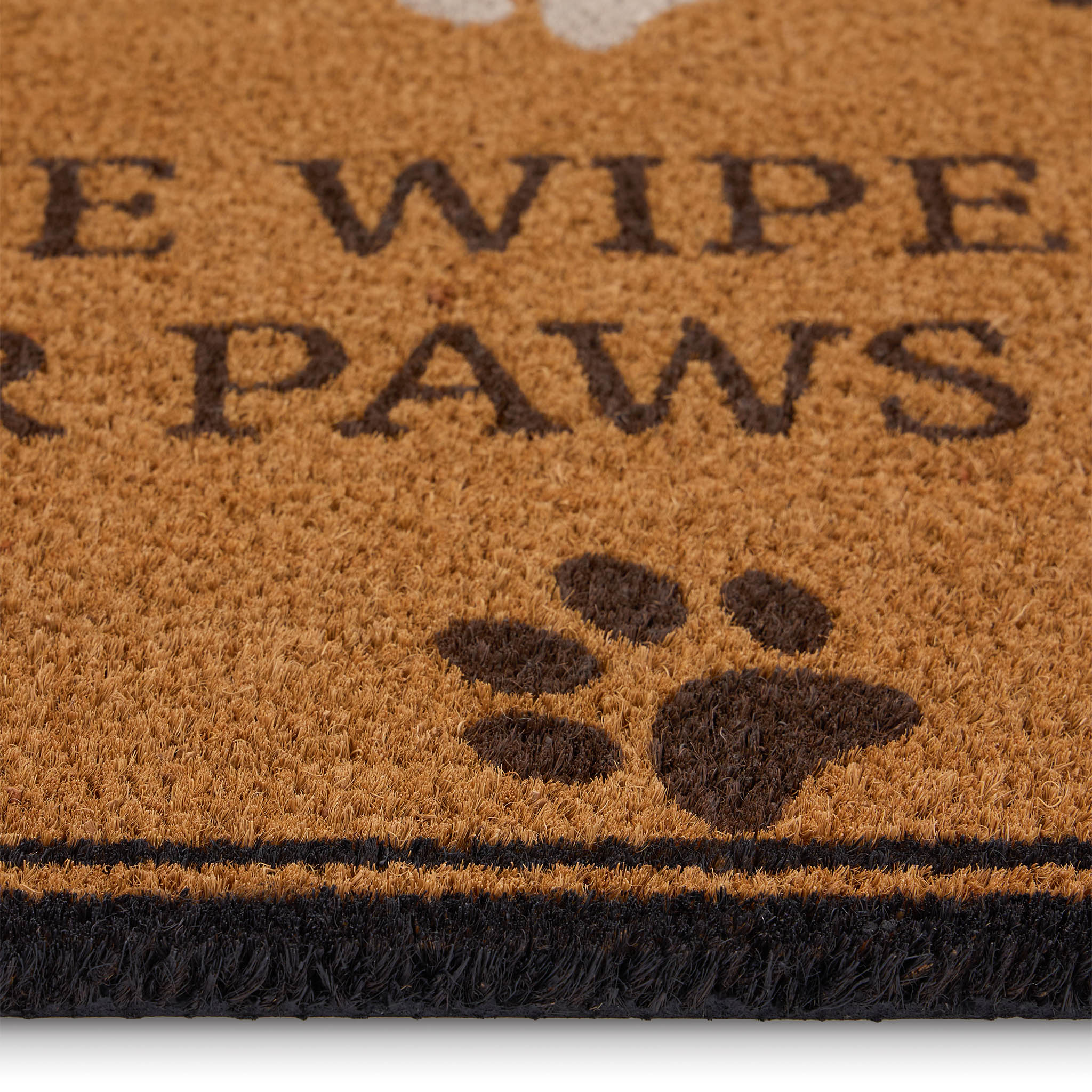 Wipe your Paws Border Coir Doormat- made from 100% coconut husk fibres with an eco-friendly backing.