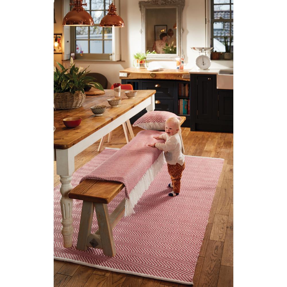 Herringbone Cushion Coral Pink 2