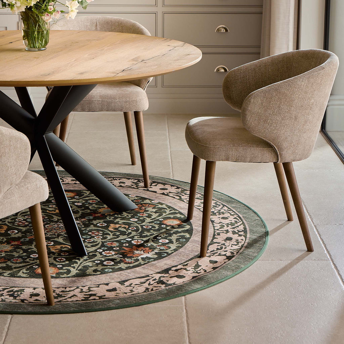 Country Paisley Green Eco-Washable Circle Rug