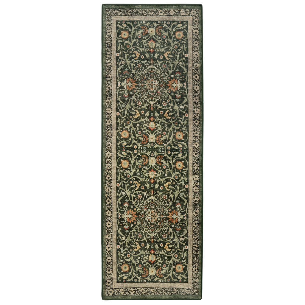 Earthy Green Rug Runner Country Paisley Green Eco-Washable Rug Runner - Hug Rug