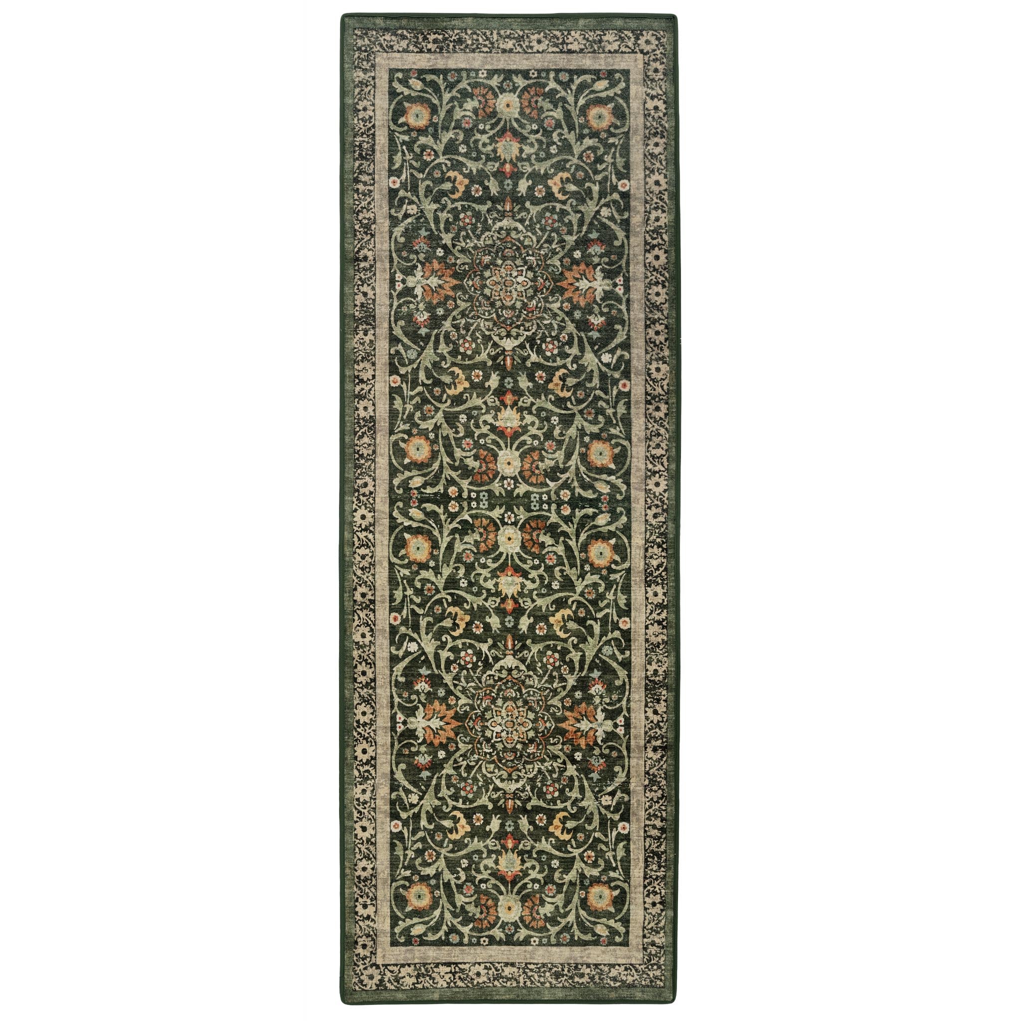 Country Style Runner Rug Country Paisley Green Eco-Washable Rug Runner - Hug Rug