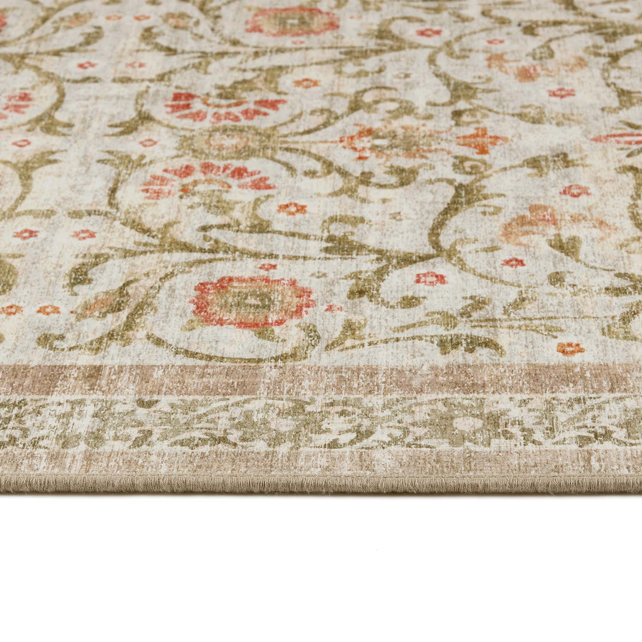 Country Paisley Eco-Washable Rug Runner- made from 100% recycled content featuirng a soft floral pattern.