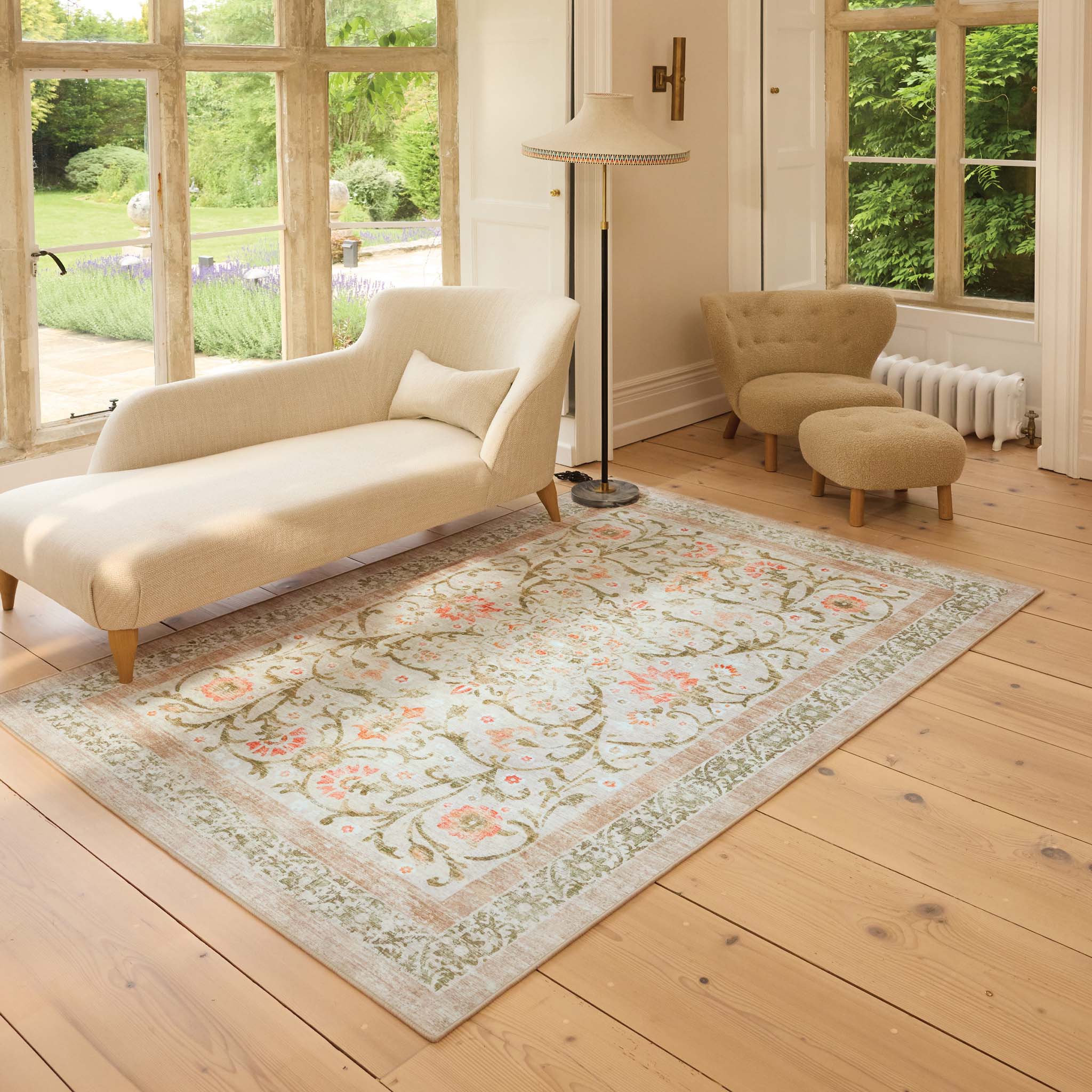 Country Paisley Eco-Washable Rug - a 100% recycled material rug featuring a traditional floral design.