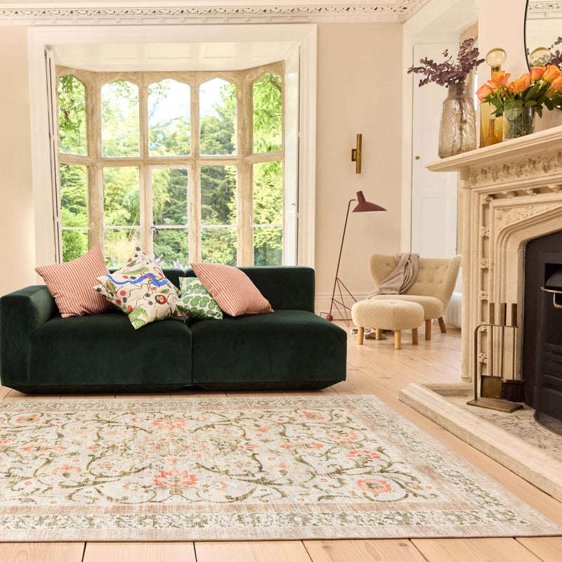 Country Paisley Eco-Washable Rug - a 100% recycled material rug featuring a traditional floral design.