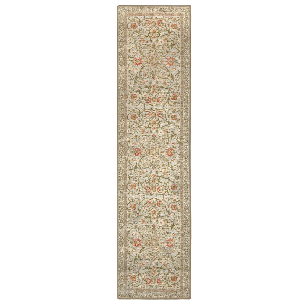Country Paisley Eco-Washable Rug Runner- made from 100% recycled content featuirng a soft floral pattern.