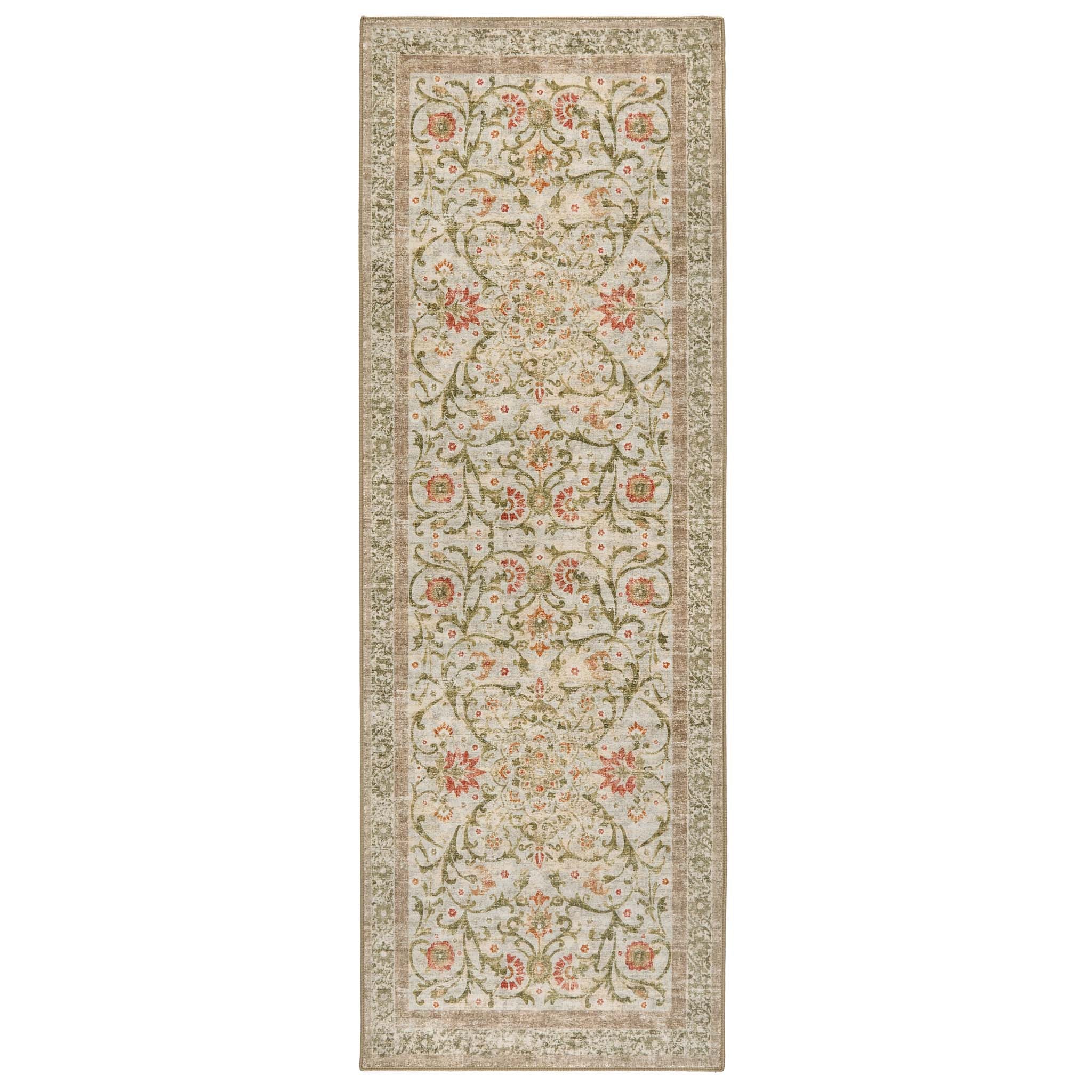 Country Paisley Eco-Washable Rug Runner- made from 100% recycled content featuirng a soft floral pattern.