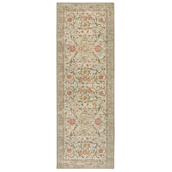 Country Paisley Eco-Washable Rug Runner- made from 100% recycled content featuirng a soft floral pattern.