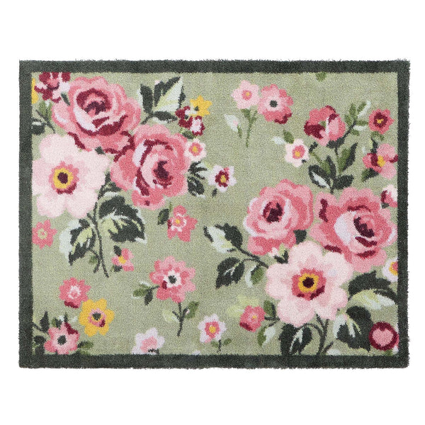 Country Rose Floral Doormat- 100% recycled cotton doormat featuring a floral design.