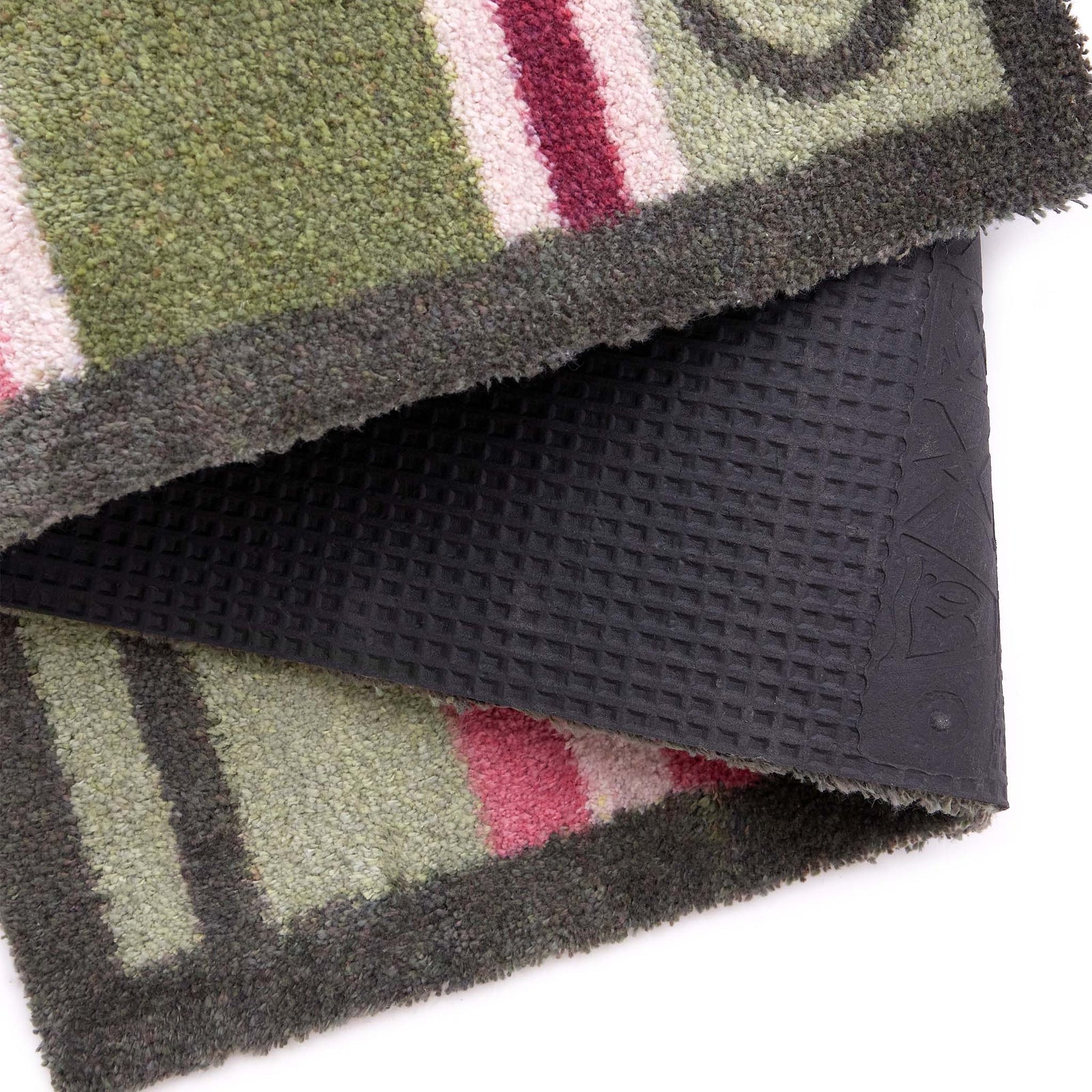 Country Rose Stripe Runner- 100% recycled cotton runner featuring pink, white and green stripes. 