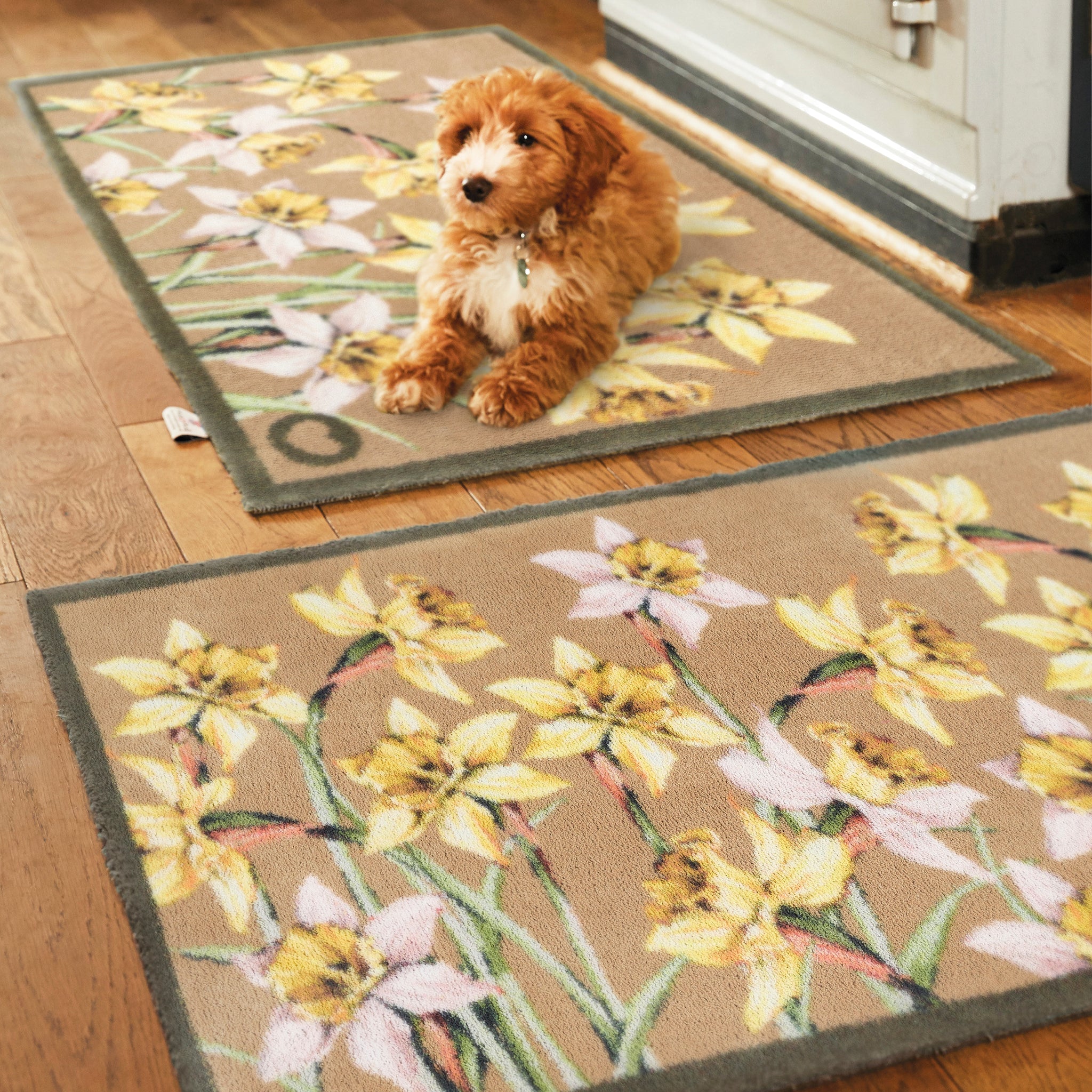 Daffodil Blooms Washable Doormat | Floral Doormat |- Hug Rug