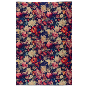 Dark Florals Eco-Washable Rug- 100% recycled material washable rug featuring flroal blooms.