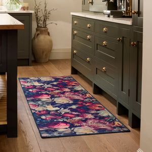 Dark Florals Eco-Washable Rug Runner