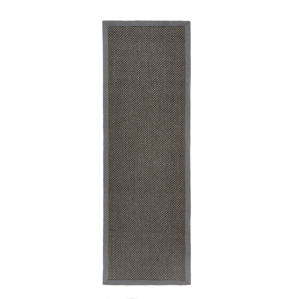Sisal Rug Runner Grey with Dark Grey Border